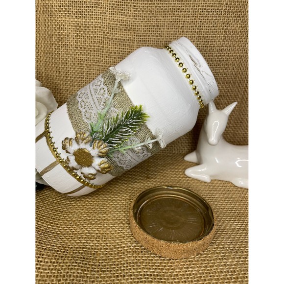 Hand painting Christmas Jar with snowflake / Christmas decorative jars - Picture 7 of 10